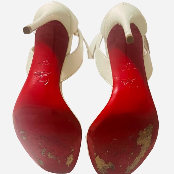 CHRISTIAN LOUBOUTIN NAPPA MULTIPOT 100 SANDALS 37 SNOW WHITE - Picture 8 of 11